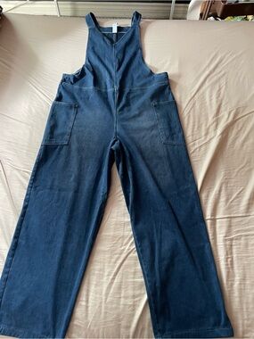 HALARA Indigo Blue Wide-Leg Denim Overalls